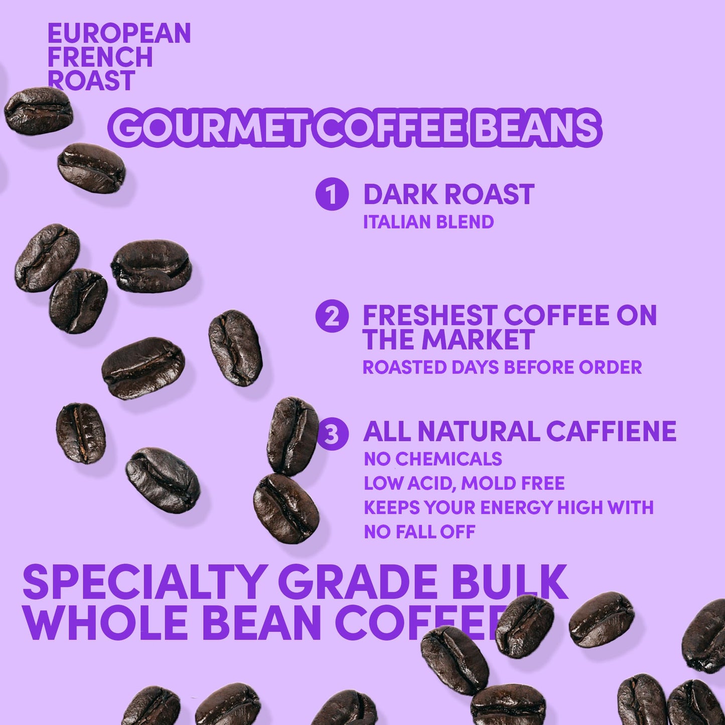 Sarasota Coffee Whole Bean Cubano European French Roast | Dark Roast Gourmet Coffee Beans | Low Acid, Mold Free, Specialty Grade Bulk Coffee Beans | 5lb (80 oz)