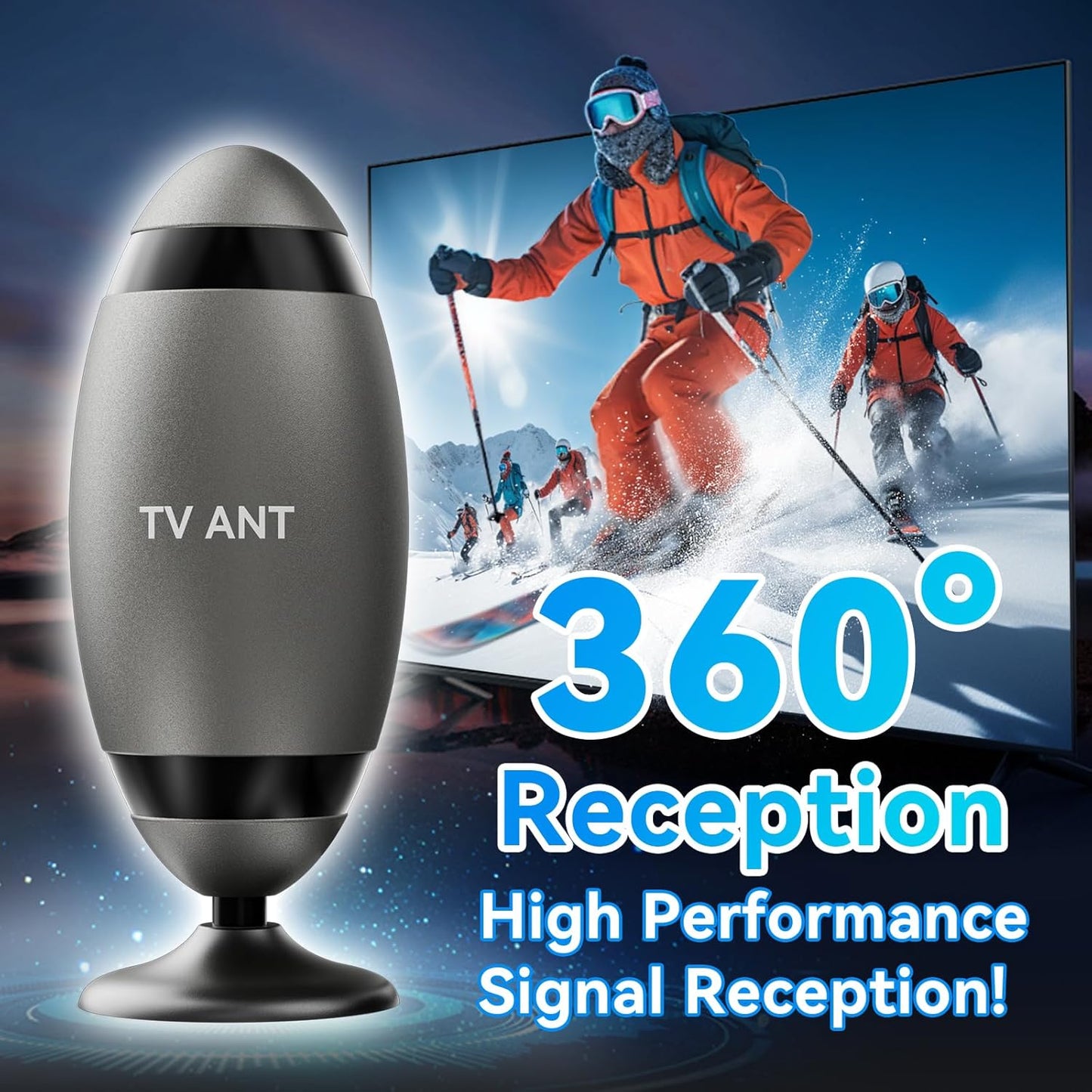 WERCHTAY 4K 1080p 16ft Channels(Style4-Rocket) TV Antenna Indoor, Antenna for Smart TV with Adhesive Base,Football