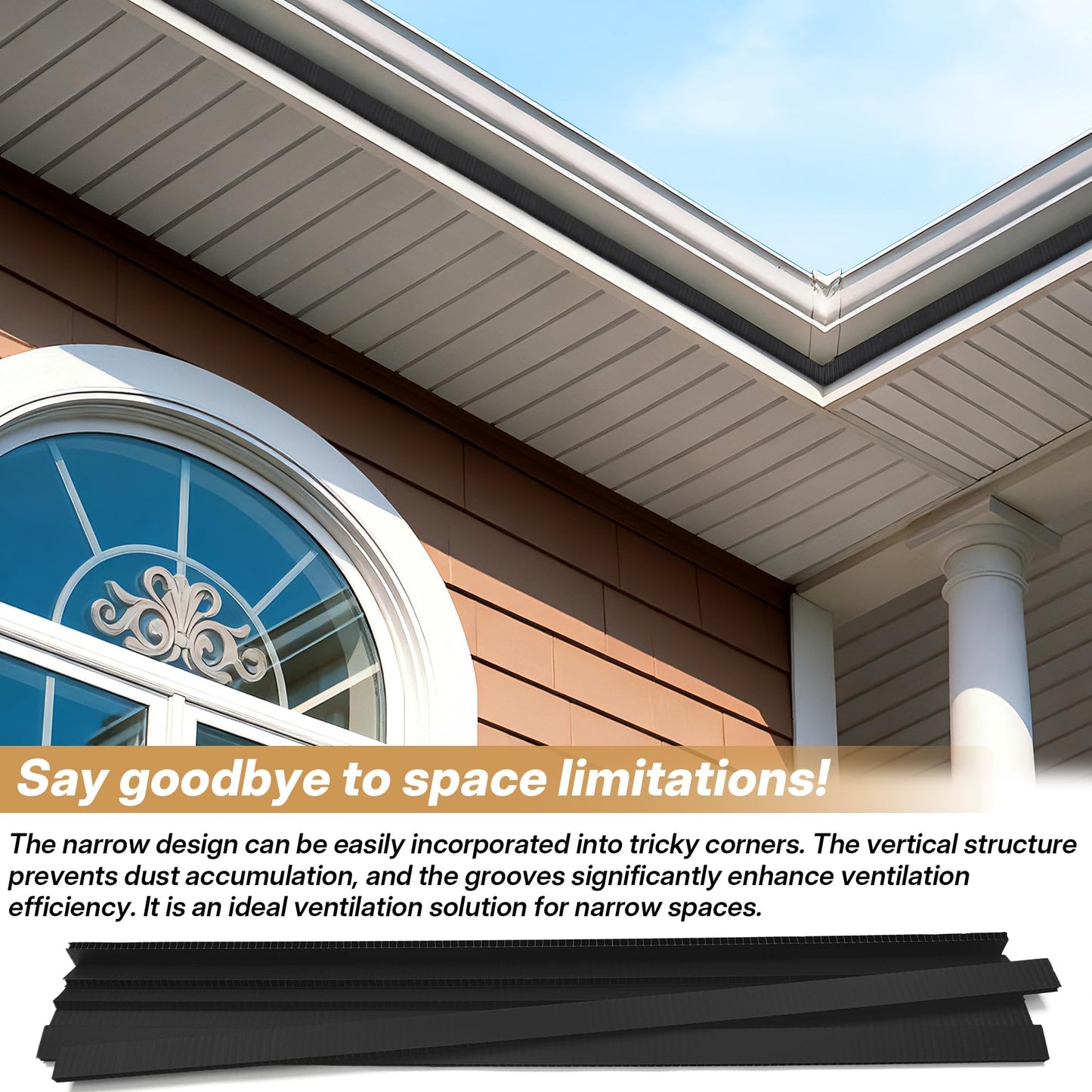 SFNSM 30pcs Continuous Soffit Vents Exterior Under Eave - 39.5" X 1-3/8" X 2/5" Soffit Strip Vent, Lightweight Ceiling Vent Vertical Flute Roofing Building Material
