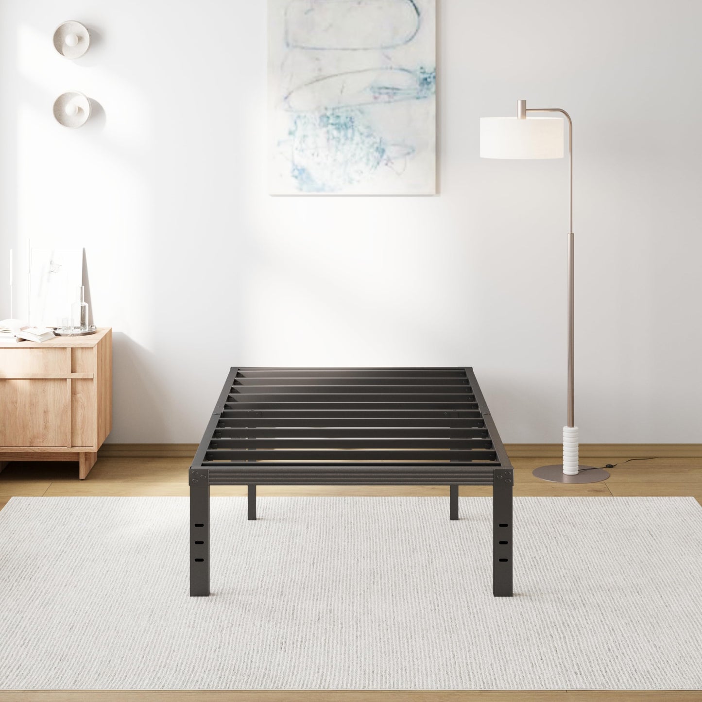 COMASACH Twin Size Bed Frame 16" Tall Heavy Duty, Metal Platform Bed Frame,Sturdy Steel Frame,No Box Spring Needed,Noise-Free,Easy Assembly
