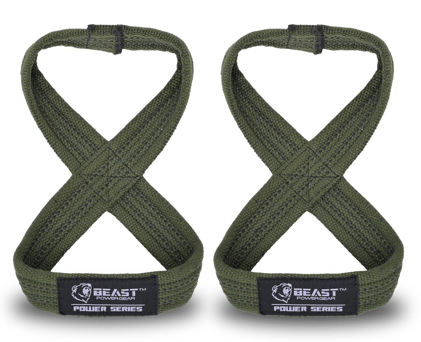 Beastpowergear Figure 8 Strap | Heavy Duty Deadlift Straps Weight Lifting Power Wrist Strap | Weightlifting Powerlifting Shrugs Workout Men Women (Green/Black, Small 10” (Up to 6.5 Wrist Circumference))