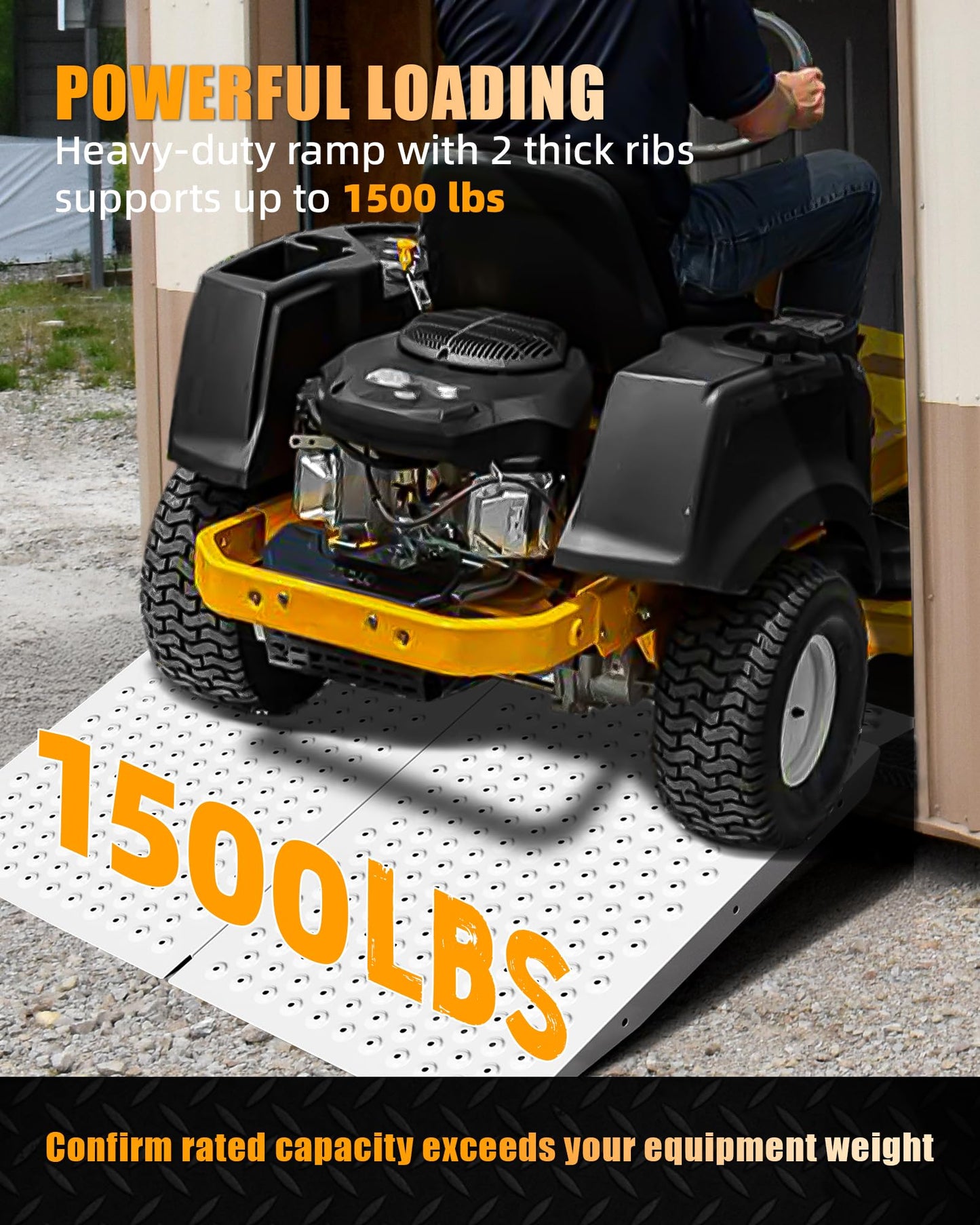 VNN 36" x 48" Shed Ramp for Riding Mower - 1500 LB Capacity Shed Ramps, Anti-Slip Punch Plate Ramp for ATV, Motorcycles, Garages & Barns (2PC, Slivery)