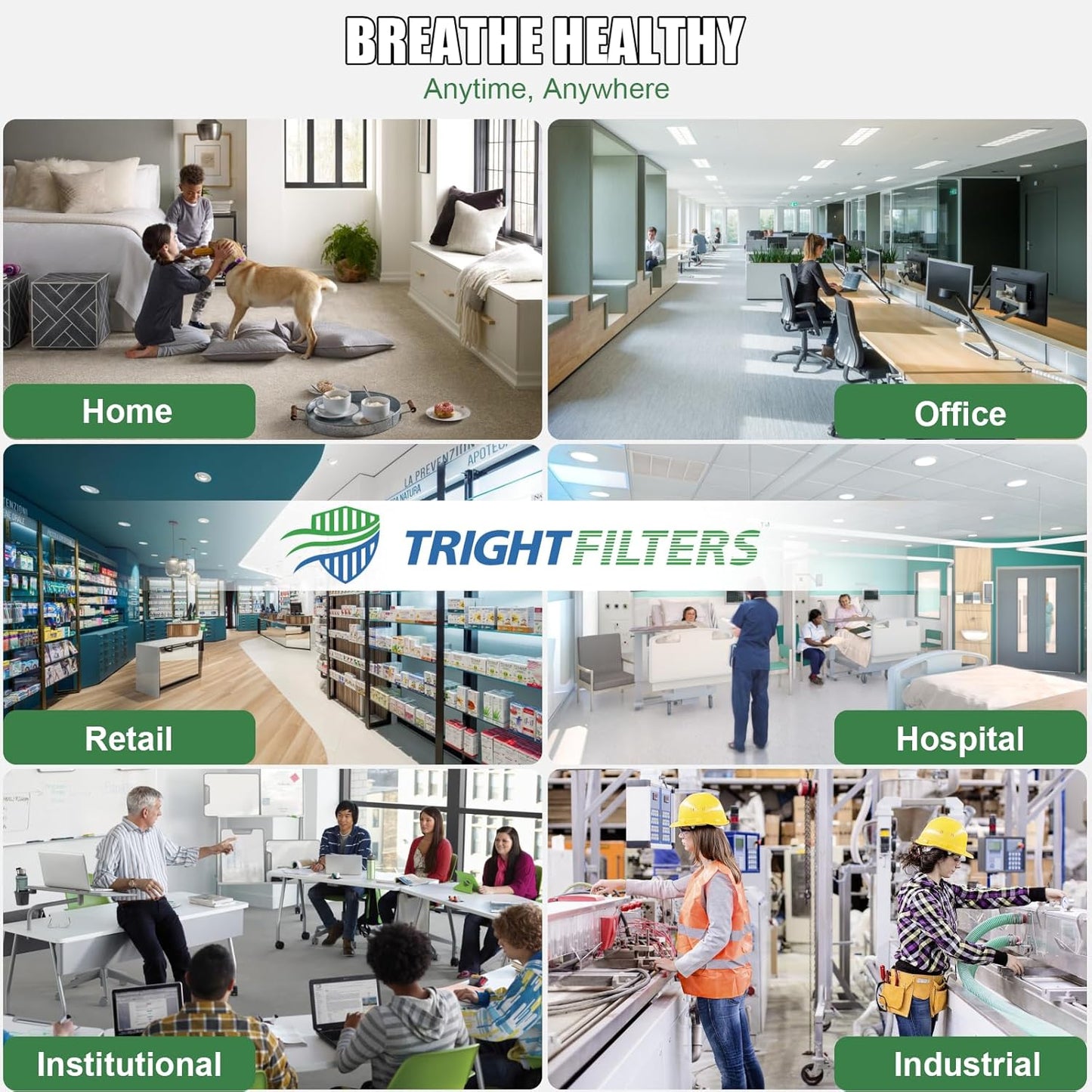 TRIGHTFILTERS 20x20x1 Air Filter - MERV 8 Pleated Dust Defense | 4-Pack Replacement for HVAC Systems