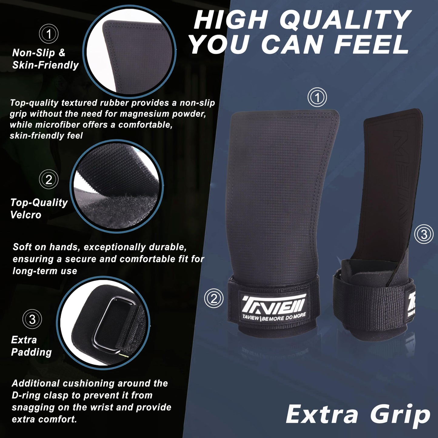 TAVIEW Wrist Straps for Weightlifting for Maximum Grip Support - Lifting Deadlift Strap & Weight Lifting Grips Gloves for Working Out Pull Up Deadlifting & Shrugs