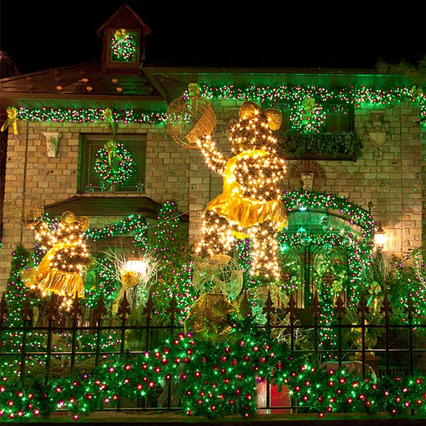 WATERGLIDE 1000 LED Christmas String Lights - 328 FT Waterproof Fairy Lights with Remote & 8 Modes | Red & Green