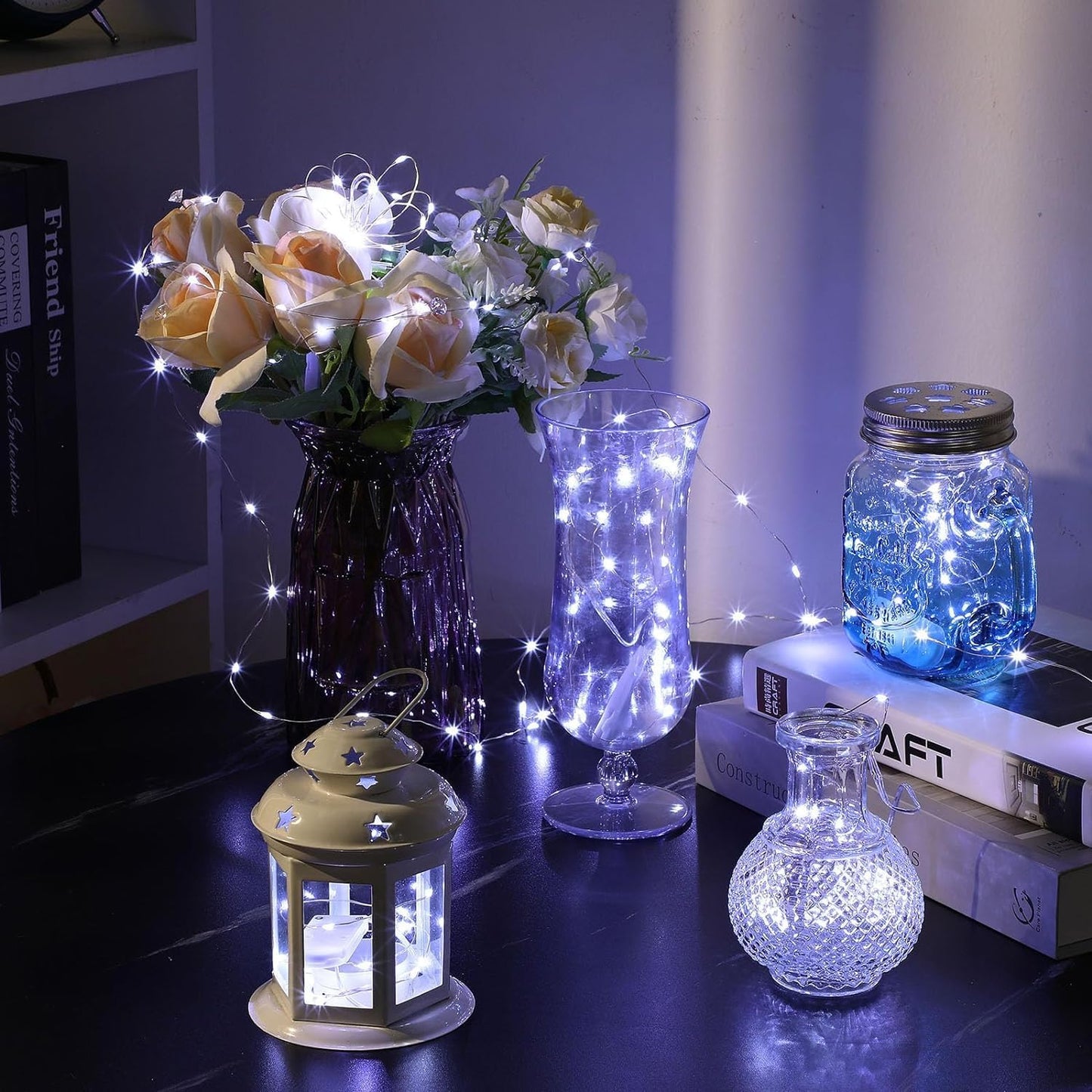 Skiennix 20 Pack Battery Operated Fairy Lights - 7ft Mini Twinkle String Lights | Silver Wire for Weddings & Parties