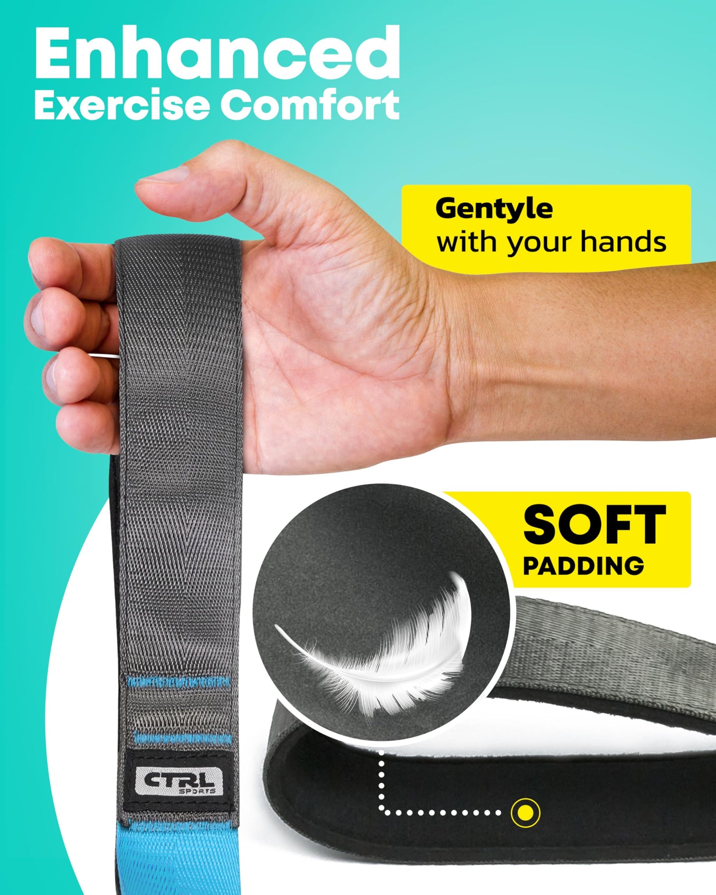 Stretching Strap with Loops - Non Elastic Stretch Band for Physical Therapy, Yoga Strap for Stretching Equipment, Stretch Bands for Exercise and Flexibility - Fascia, Hamstring & Leg Stretcher Belt