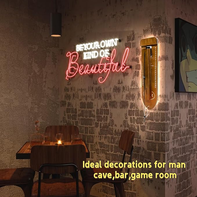 Ring Toss Game, Man Cave Decor, Solid Wood Wall Mounted Hook and Ring Game with Adjustable Rings & LED Lights, Ring Swing Game,Outdoor Games,Yard Games