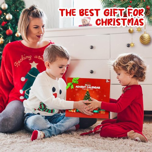 Commodum Christmas Advent Calendar - Magnetic Wooden Animals Train Set for Kids | 24 Days of Fun