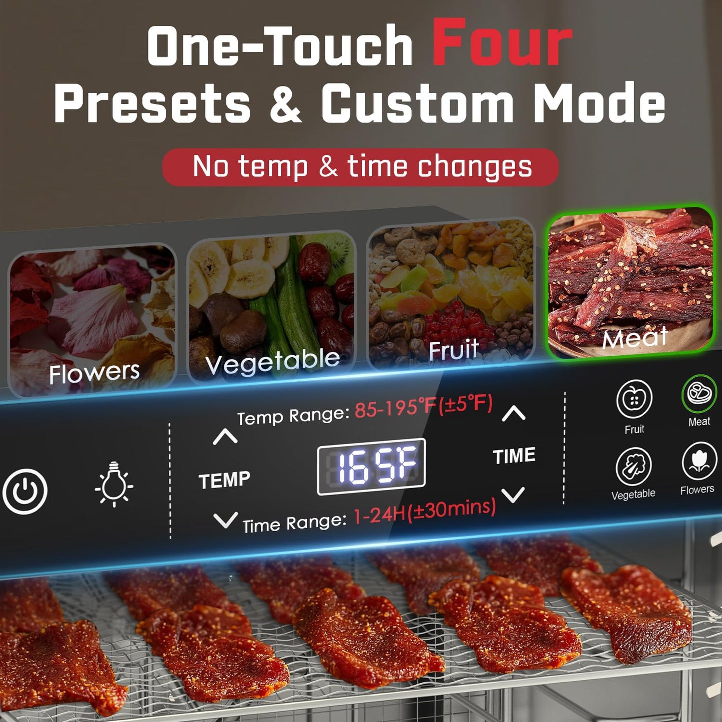 HOPERAN Food Dehydrator Stainless Steel - 400W Electric Dehydrator Machine with 4 Presets, Adjustable Timer, Temperature Control, Digital Food Dryer for Herb, Dog Treats,Meats & Veggies (10 Trays)