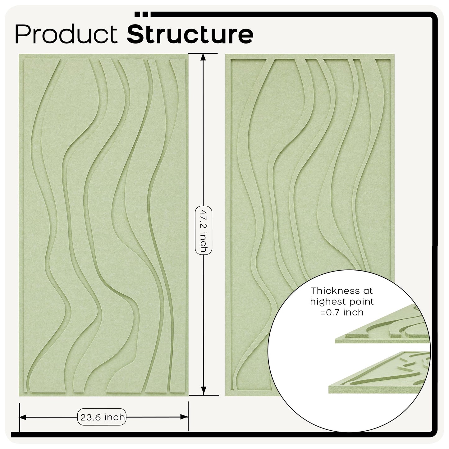 BUBOS 4 Pack Large Acoustic Panels, Total-Size 47.2 x 23.6 Inches Soundproof Wall Panels, Decorative Sound Panels, Self-Adhesive Acoustic Wall Panels for Recording Studio, Home&Office (Green, 4 Pack)