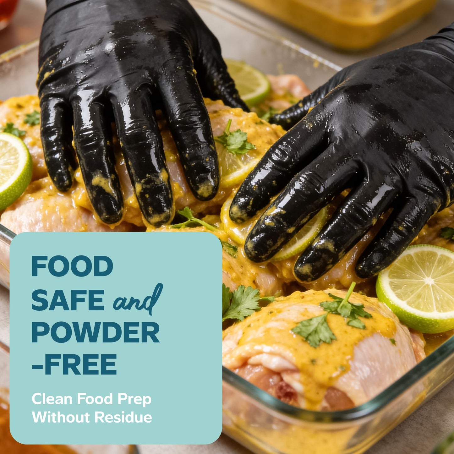 Comfy Package GUSTO Black Nitrile Gloves [100 Count] 6 Mil, HEAVY DUTY Disposable Gloves for Food Prep, Cooking, Tattoo, Cleaning – Latex-Free, Powder-Free, Textured Fingertips - Medium (Formerly