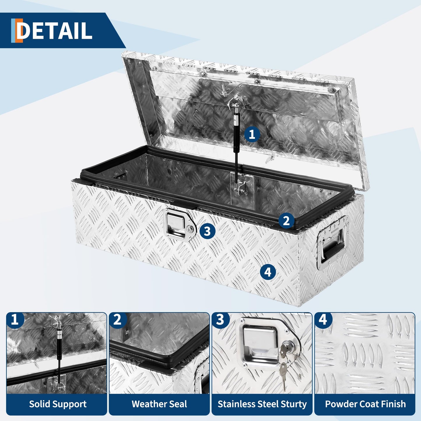 39 Inch Truck Tool Box Aluminum Heavy Duty Trailer Tool Box for Pickup Truck Bed, RV Toolbox