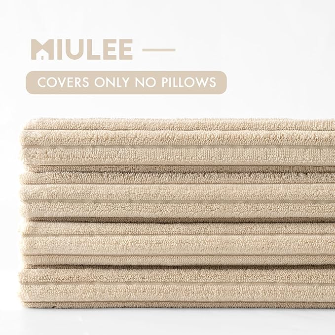 MIULEE Boho Farmhouse Throw Pillow Covers 20x20 Inch Set of 4 Mordern Nordic Cushion Covers Soft Corduroy Spring Home Decor for Couch Bed Sofa Living Room Beige