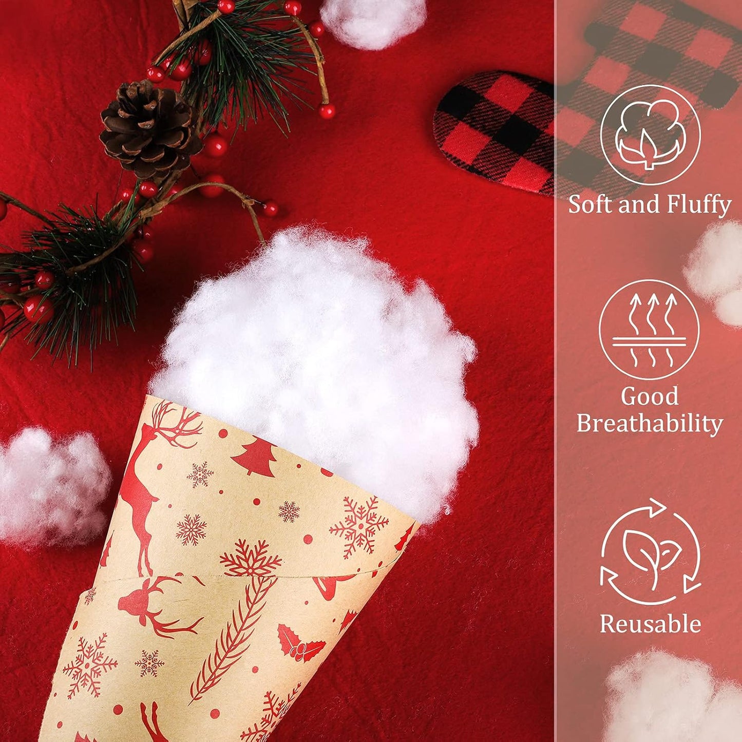 Ruisita Artificial Snow - Fluffy Snow Fiber for Christmas Decor | 35.3 Ounces for Holiday Displays