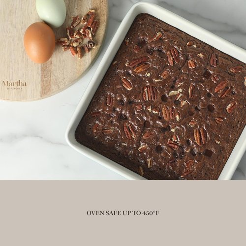 Martha Stewart Gallen 10-Piece Non-Toxic Ceramic Baking Pans Set | PFA-Free Non-Stick Bakeware - Linen White