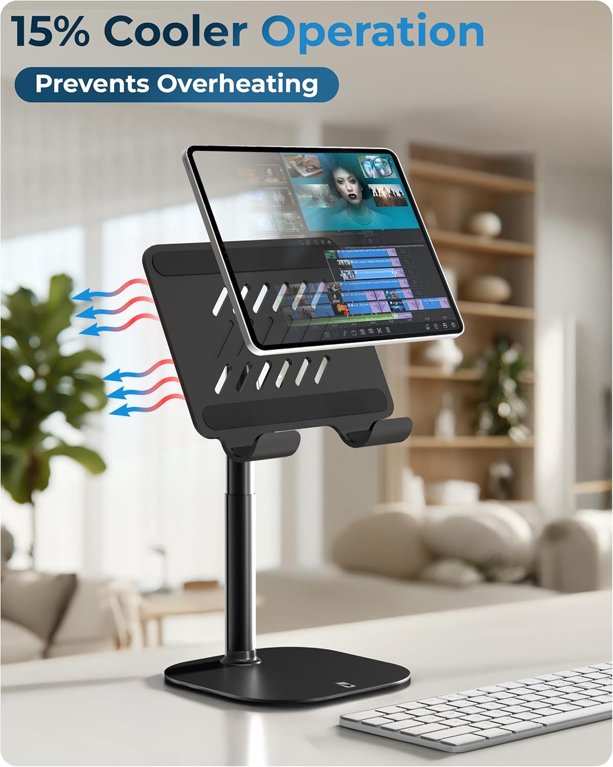 COOPER 7-10" 270 15.6-17" TabHolder, Height Adjustable Tablet Stand, Premium iPad Stand for Desk, Tilt iPad Holder