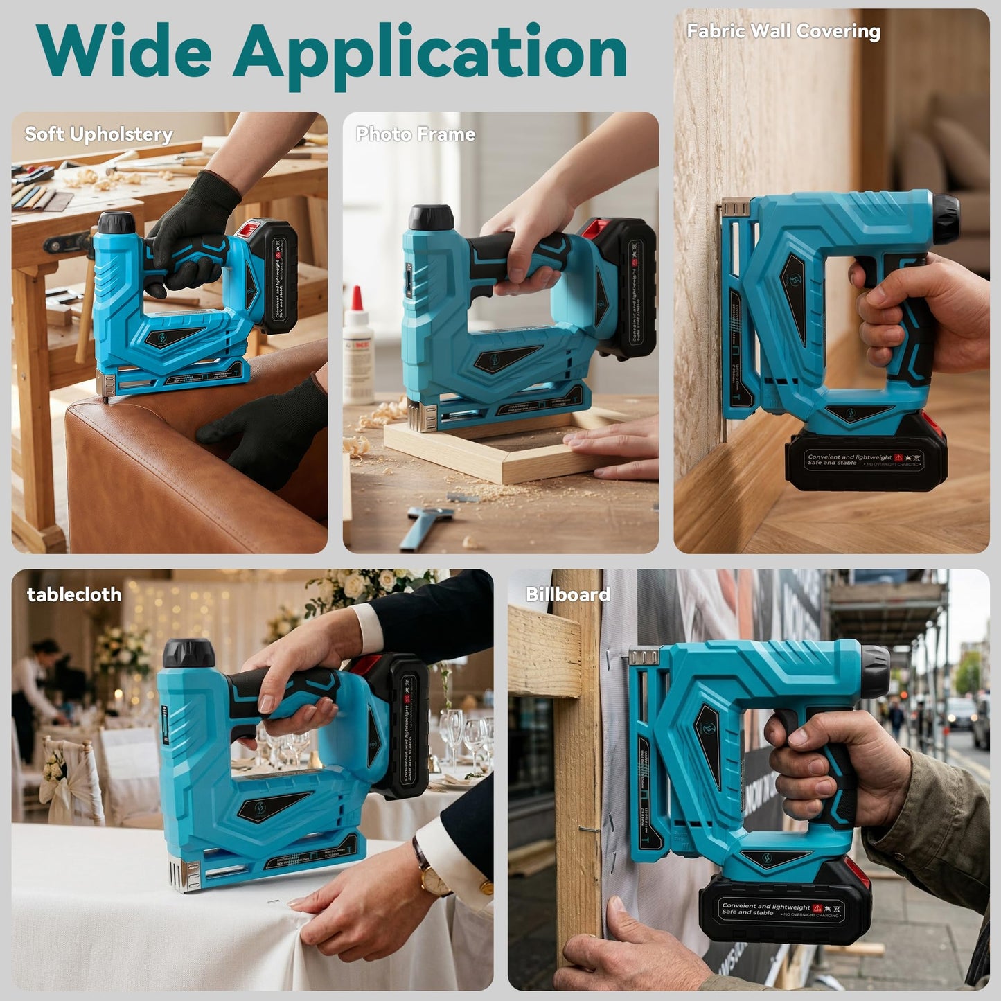 Cordless Nail Gun, 2-in-1 Brad Nailer & Staple Gun, 18V Battery Powered Electric Nailer with 2000PCS Nails & Staples, Single/Contact Firing for Upholstery, DIY, Home Repair & Carpentry