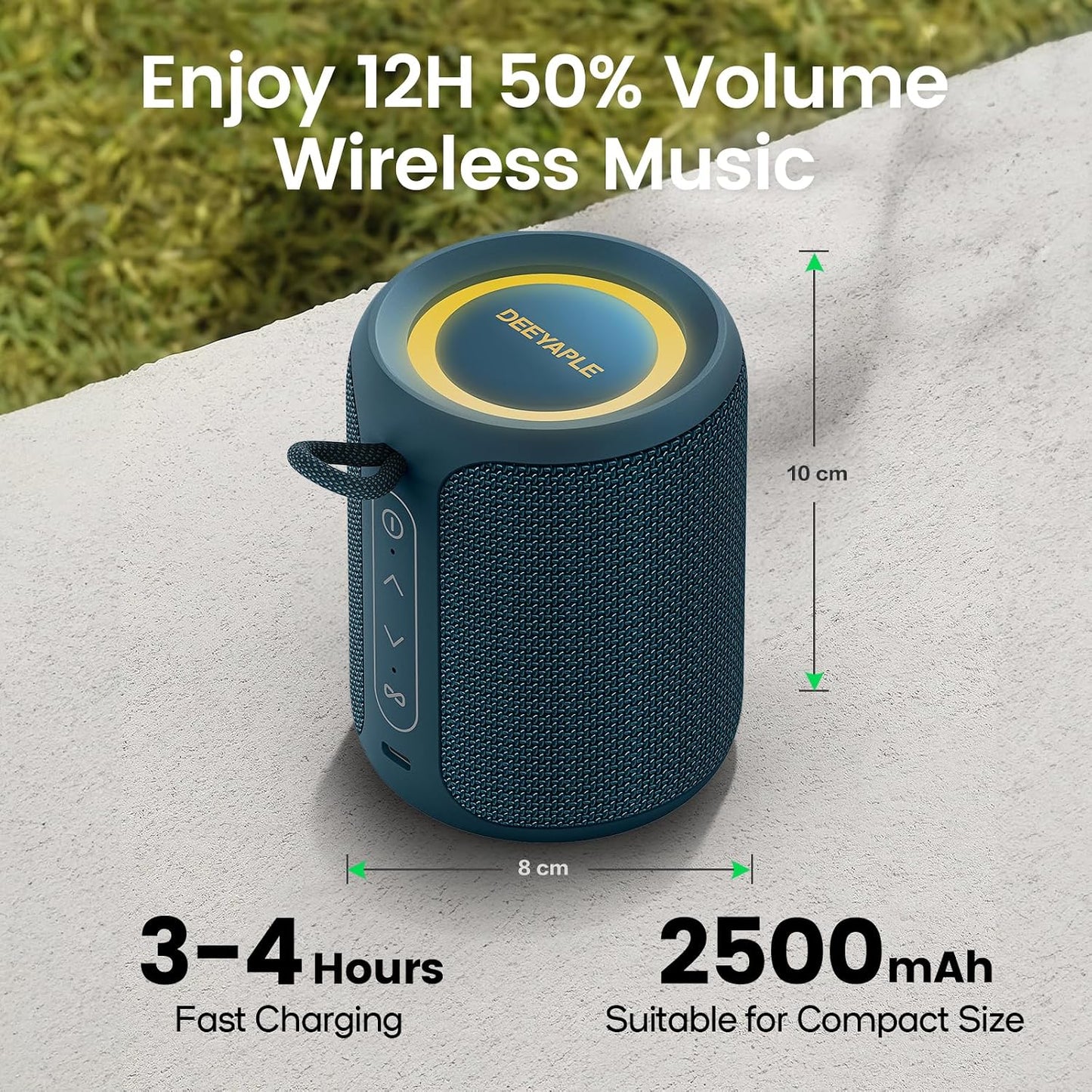 Deeyaple Wireless,IP67 Lights,15W 2500mAh BT5.3, Bluetooth Speaker Waterproof & Dustproof Portable Speaker with Loud