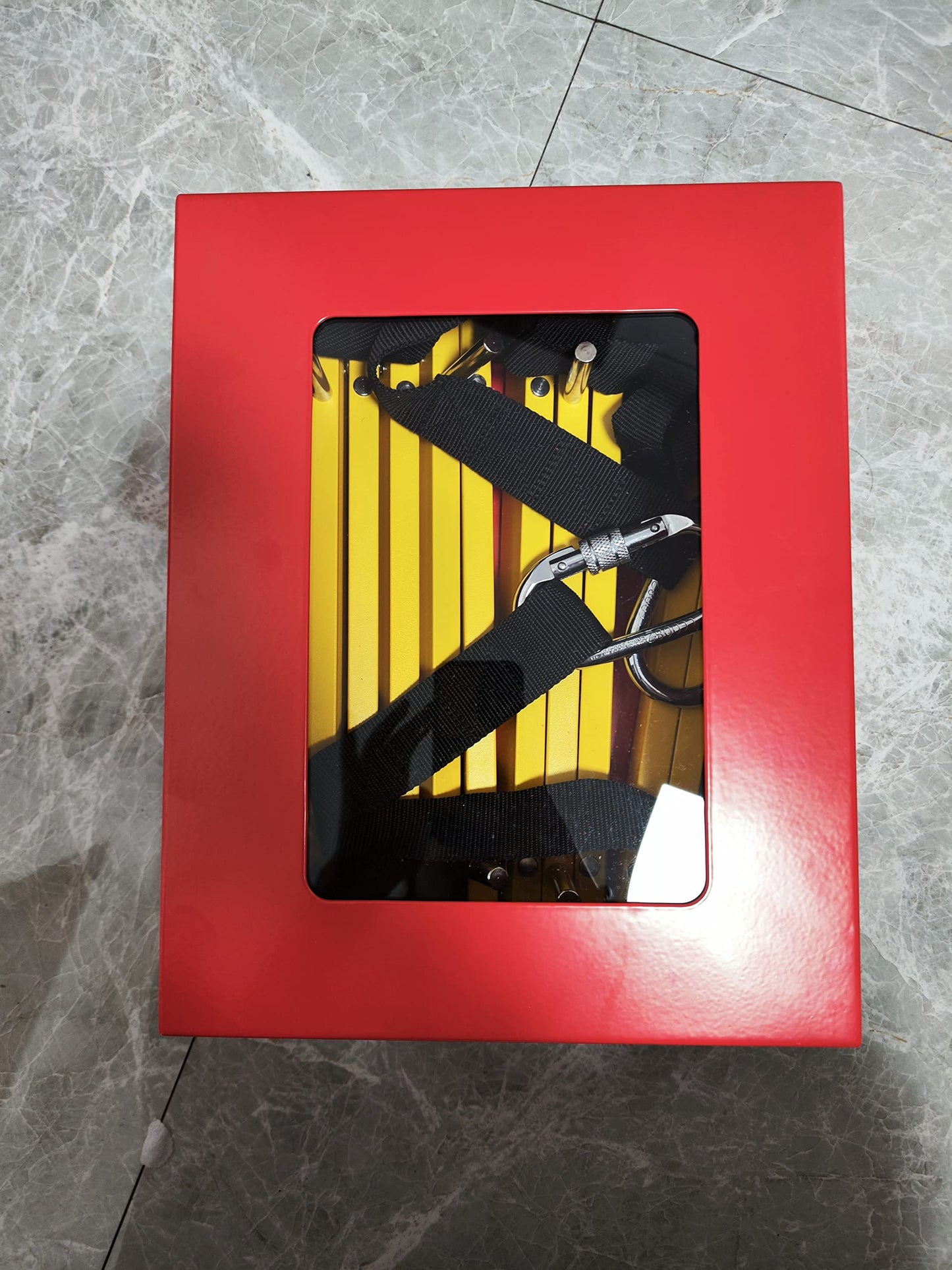Fire Escape Ladder 13 ft (4 m) 2 Story and Wall Mounted Cabinet for Fire Escape 14 * 11.5 * 6.7 inches