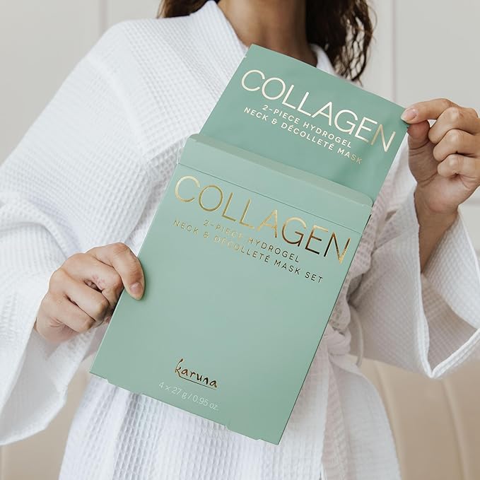 Karuna Skin - COLLAGEN Decollete & Neck Hydrogel Mask, 2-Piece Deeply Moisturizing Wrinkle Patches, Age-Defying, Hydrating & Rejuvenating, Targets Fine Lines & Wrinkles, 4 Packs