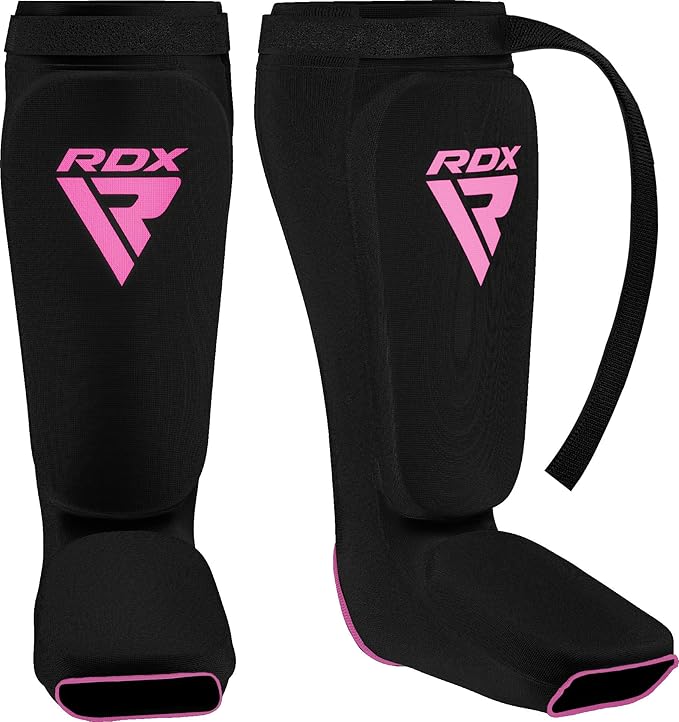 RDX Shin Guards Kickboxing Muay Thai, SATRA Approved, MMA Leg Instep Protection Pads, Sparring Training Martial Arts Boxing, Elasticated Padded Protector, Karate BJJ Taekwondo Gear, Men Women