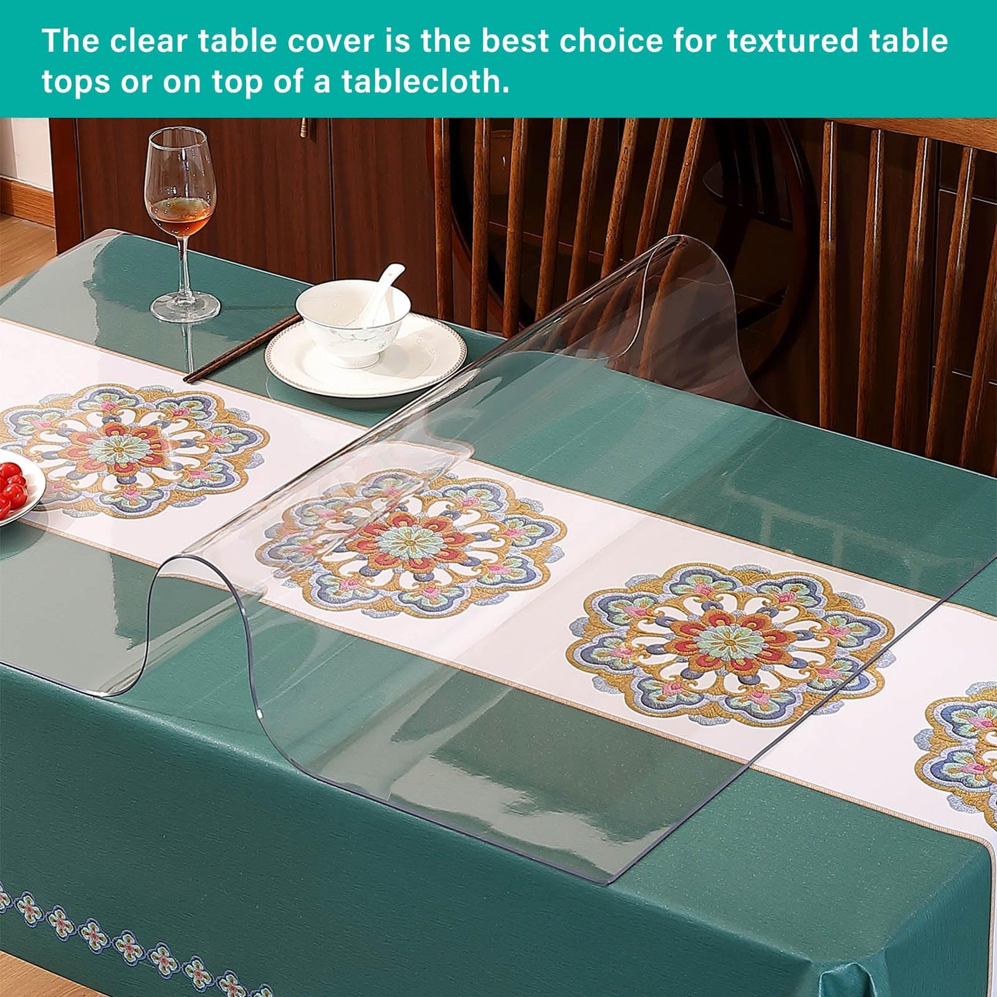 AimerGro Clear Table Protector Cover, 24x120 Inch, 1.5mm Thick Plastic, Coffee Table Protector Pad, Easy Clean