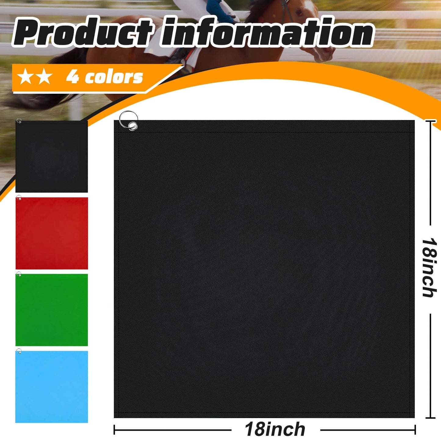 Equestrian Training Flag 4 Pieces Equestrian Training Equipment Nylon Flag with Flagpole(Red, Black, Green, Blue)