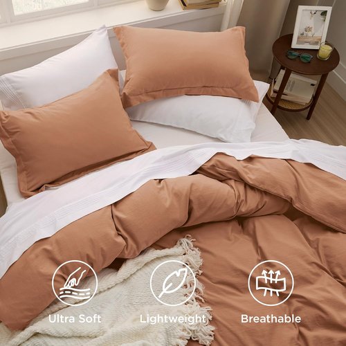 Bedsure California King Duvet Cover - Extra Soft Prewashed Cotton-Like Polyester Set, 104x98 Inches with Zipper Closure & 2 Pillow Shams