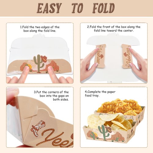 LeerooDecor 24 Pcs Western Theme Food Trays Cowboy Birthday Party Decorations Western party Decorations Yeehaw Western Baby Shower Favors
