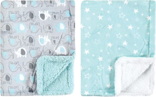 Luvable Friends Baby Plush Blanket - Soft Sherpa Back | Adorable Elephant Design, One Size