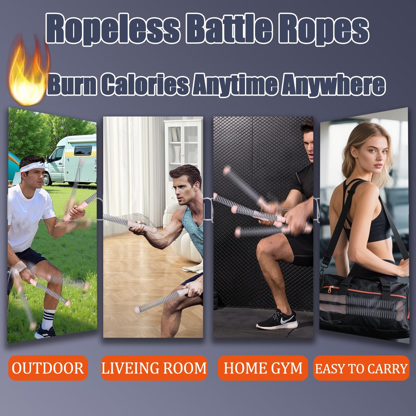 Weighted Ropeless Battle Ropes, Portable Cordless Battle Ropes For Home Gym, Weighted Quiet Exercise Rope For Low-Impact Workout, Strength & HIIT For Men & Women,2PCS (Pink)