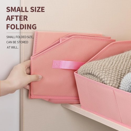 Homsorout Storage Baskets - Decorative Trapezoid Bins with Handles for Closet Organization | 3 Pack, Pink