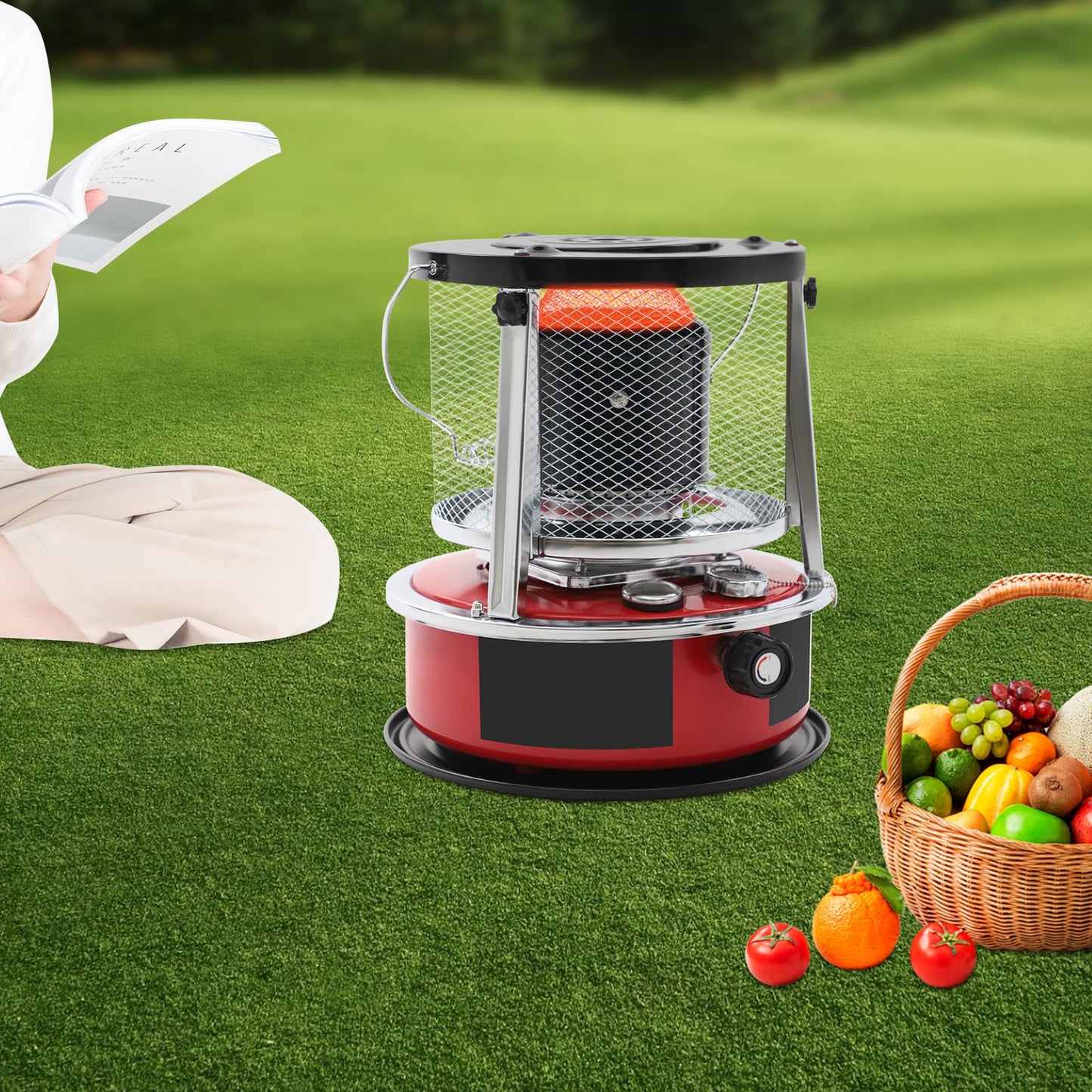 Portable Kerosene Heater 8000 BTU, Indoor Outdoor Space Heater with Adjustable Height 13-18 Inches, 1.37 Gallon Fuel Capacity for Garage Camping Emergency Heating