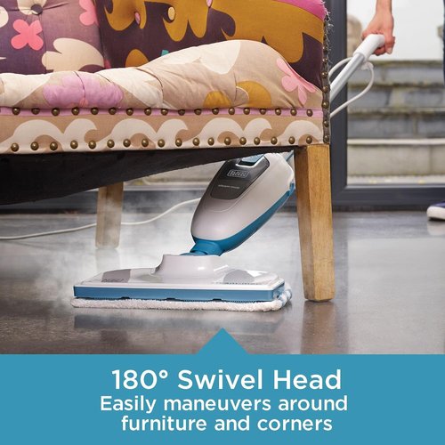 BLACK+DECKER Steam Mop - Powerful Cleaning with Easy Maneuverability - White Finish