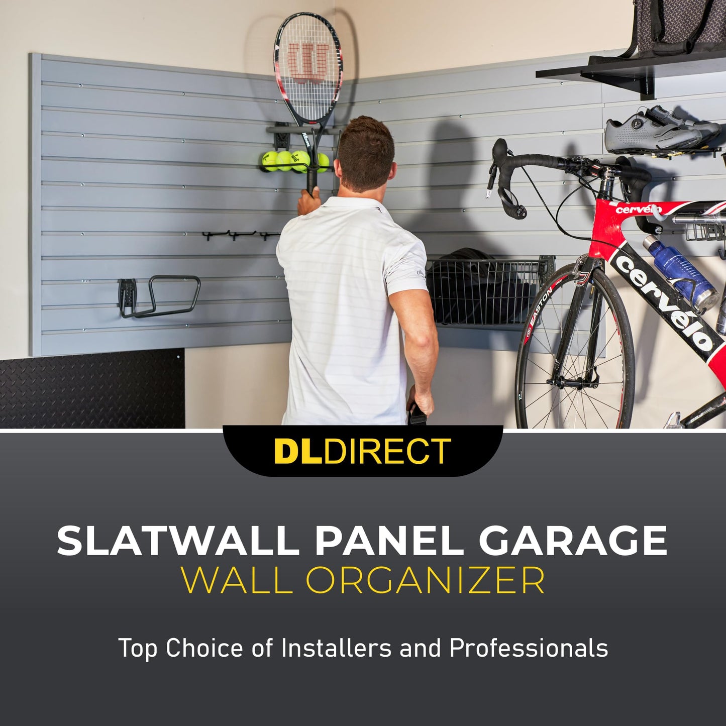 Heavy Duty 8'H X 4'W PVC Garage SlatWall Storage System (with Endcaps & Screws) - Modular Slat Wall Paneling for Garage Wall Organizer - Interlocking SlatWall Panels for Home & Commercial Use (Grey)