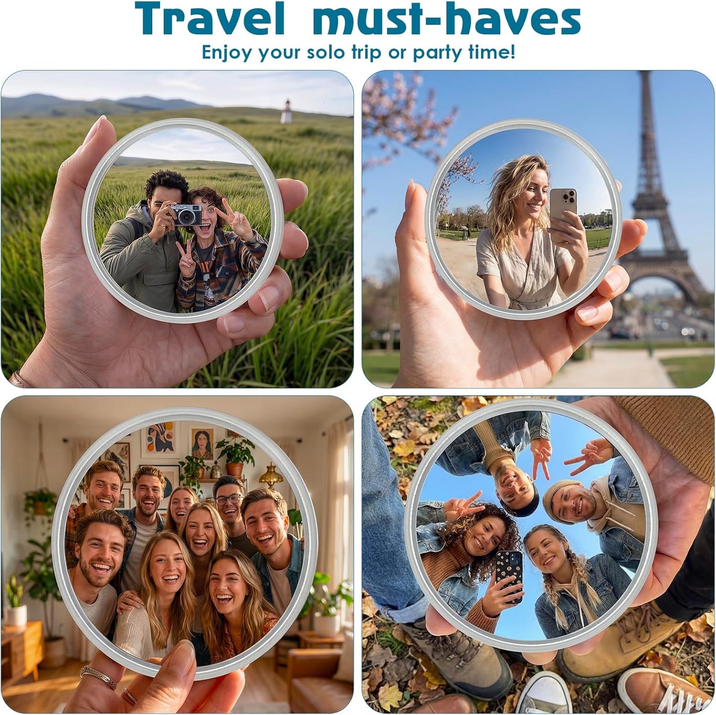 biwink Selfie(3.74in) Handheld Selfie Convex Mirror - No Need Selfie Stick, Travel Must Have Photography Viewfinder