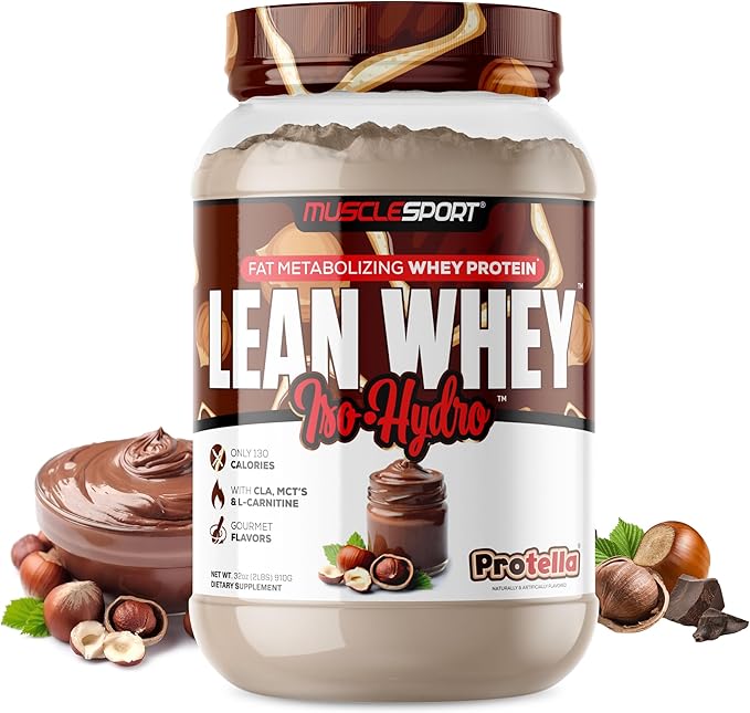 Musclesport Lean Whey Revolution??Protein Powder - Whey Protein Isolate - Low Calorie, Low Carb, Low Fat, Incredible Flavors - 25g Protein per Scoop - 2lb Protella