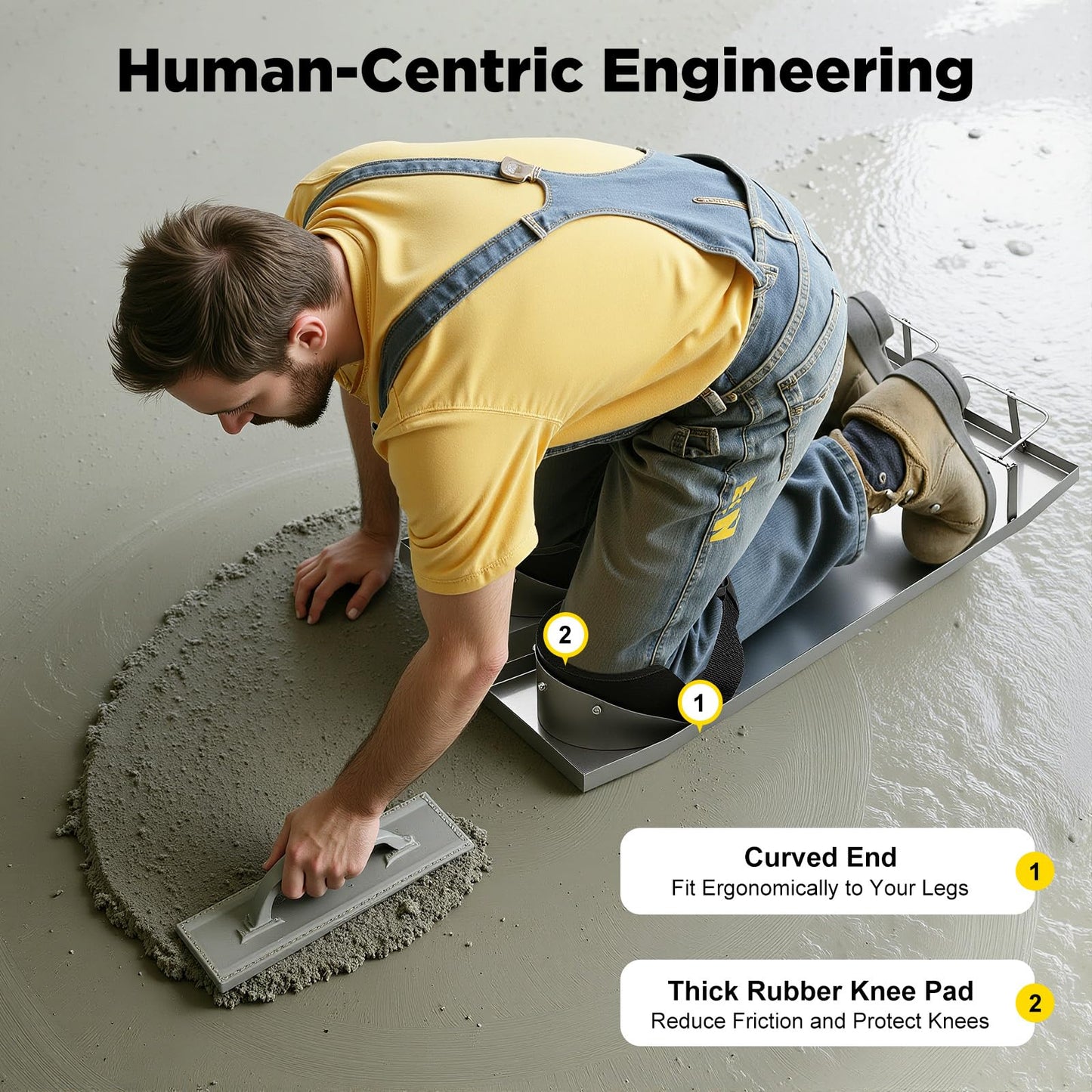 Concrete Knee Boards Slider, 28”x 8”Stainless Steel Concrete Knee Boards Slider Concretings Knees Pads Moving Board Folding Mobile Skateboard for Concreting Finishing Work Moving Sliders (27.17"*8")