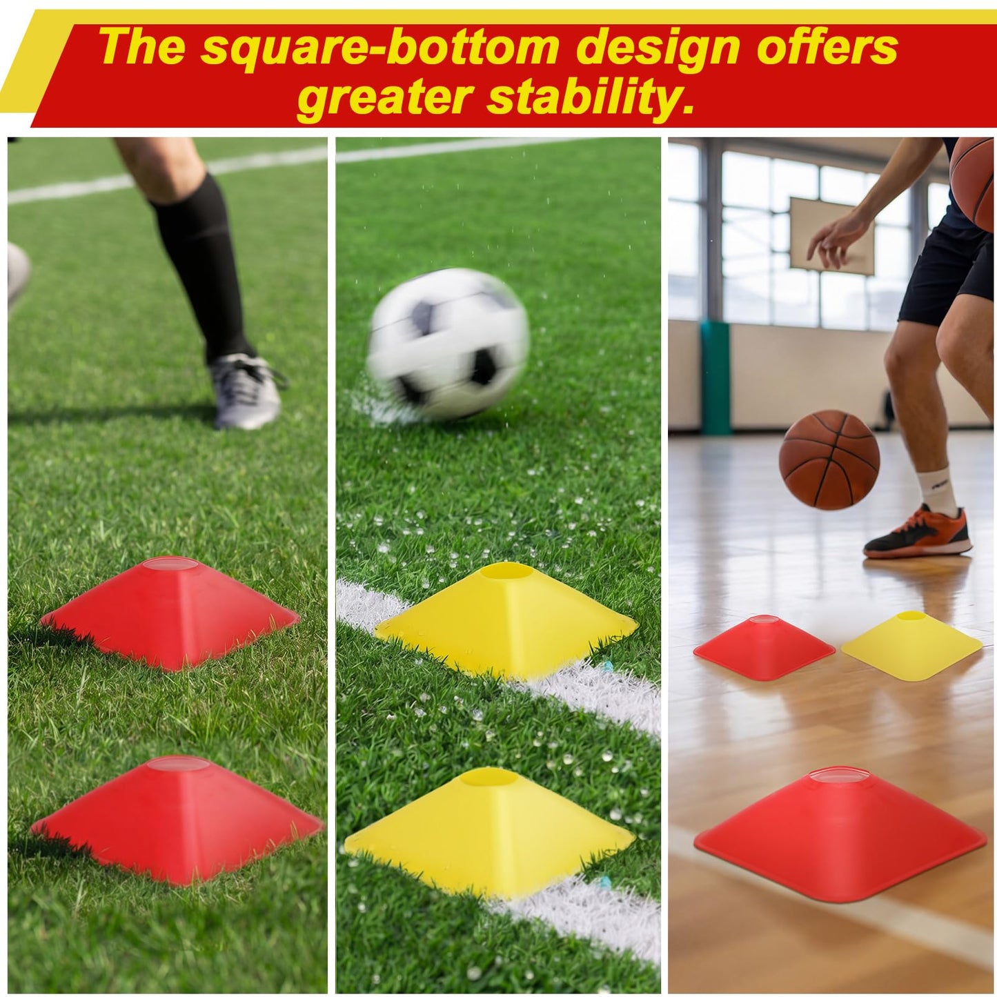 50 Pack 2 Inch Mini Cones for Sport Agility Training Small Soccer Square Field Marker Cone Practice Equipment for Football Basketball Coaching Team Activities Agility Plyometric Speed(Red Yellow)
