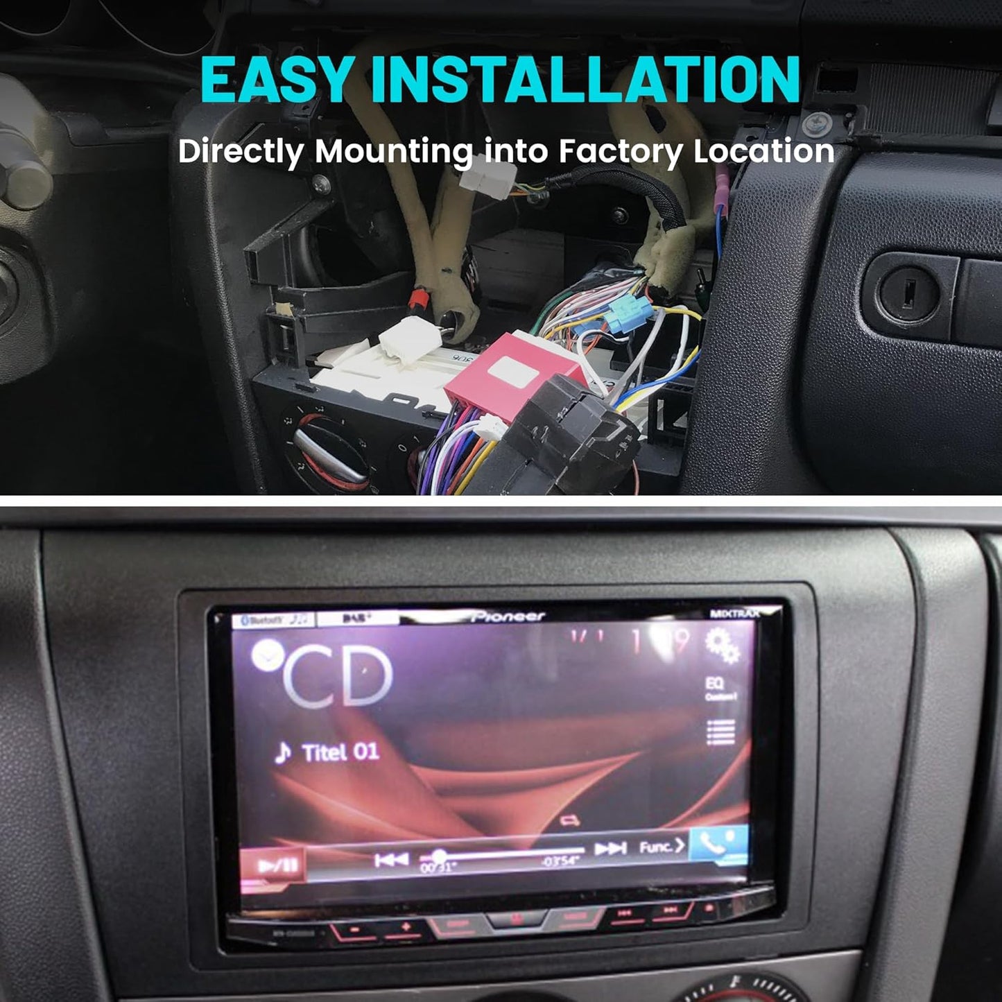 3 2004-2009, NuIth Double DIN Radio Dash Kit W/Radio Wire Harness for Mazda Double Din Installation Multi Kit, Car