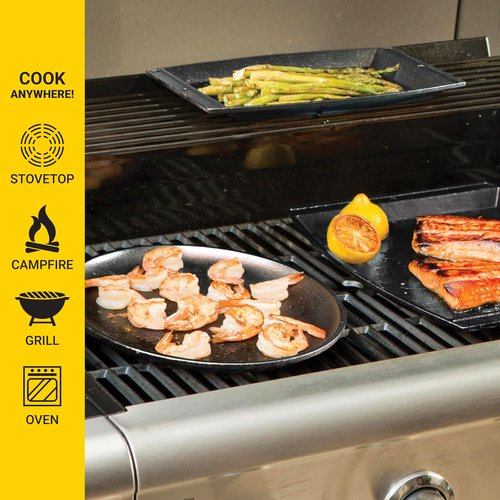 Lodge Cast Iron Griddle - Durable Oval Design, 13.375" x 10", Perfect for Cooking | Black Finish