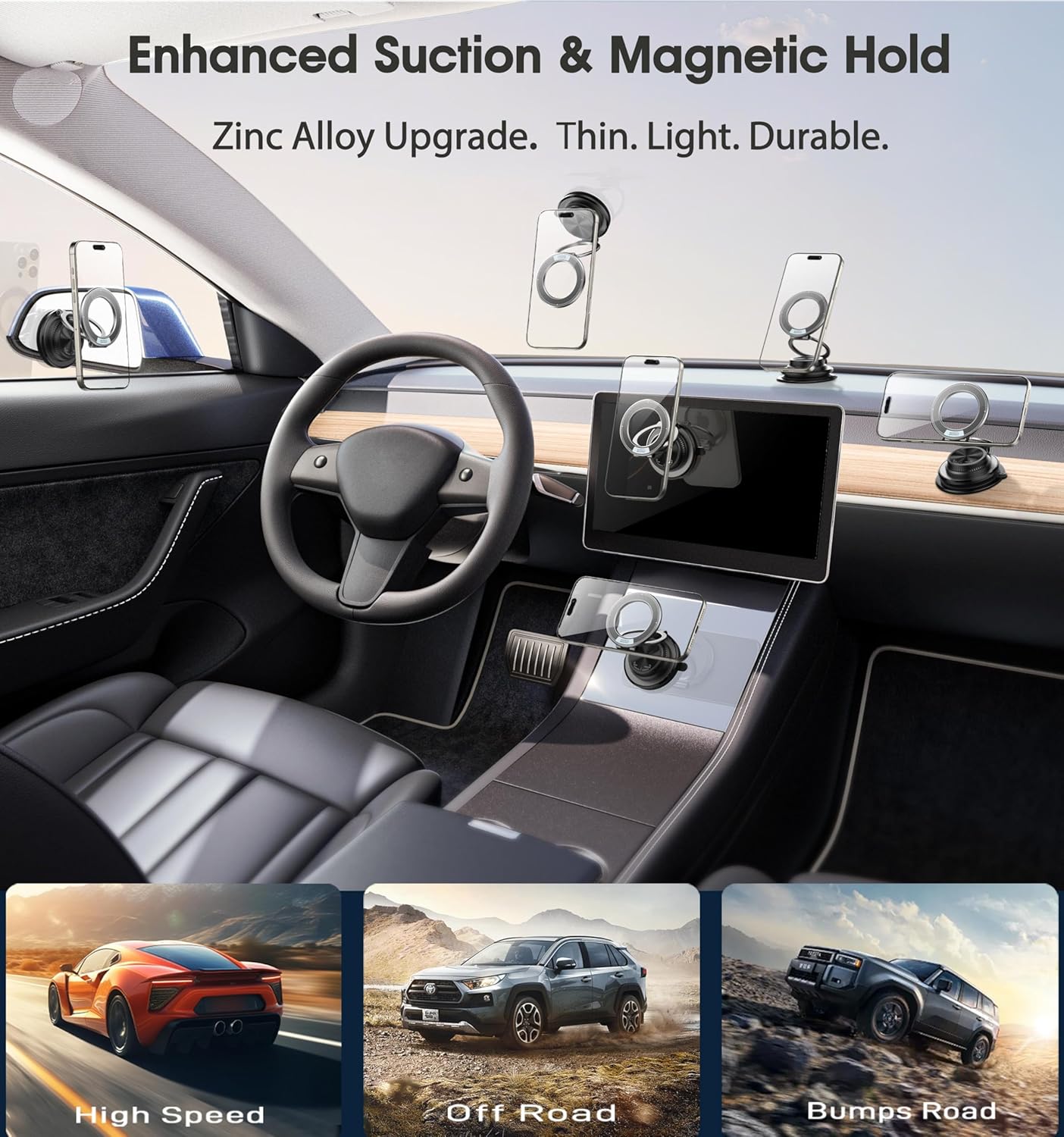 BOCLOUD 2026 360 109 LBS 16 15 14... Next-Gen Suction Cup Phone Mount Cute Zinc Alloy Phone Stand Vacuum Magnetic Car