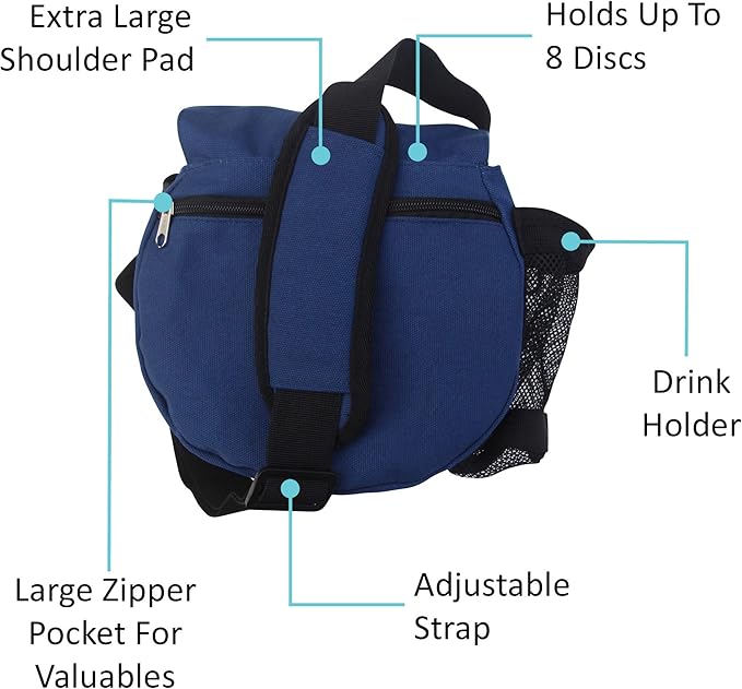 Kestrel Black Disc Golf Bag - Fits 6-10 Golf Discs + Bottle - For Beginner & Advanced Golfers - Extremely Durable Canvas - Frisbee Golf Bag - Small Sling/Shoulder Disc Golf Bag For Men & Women