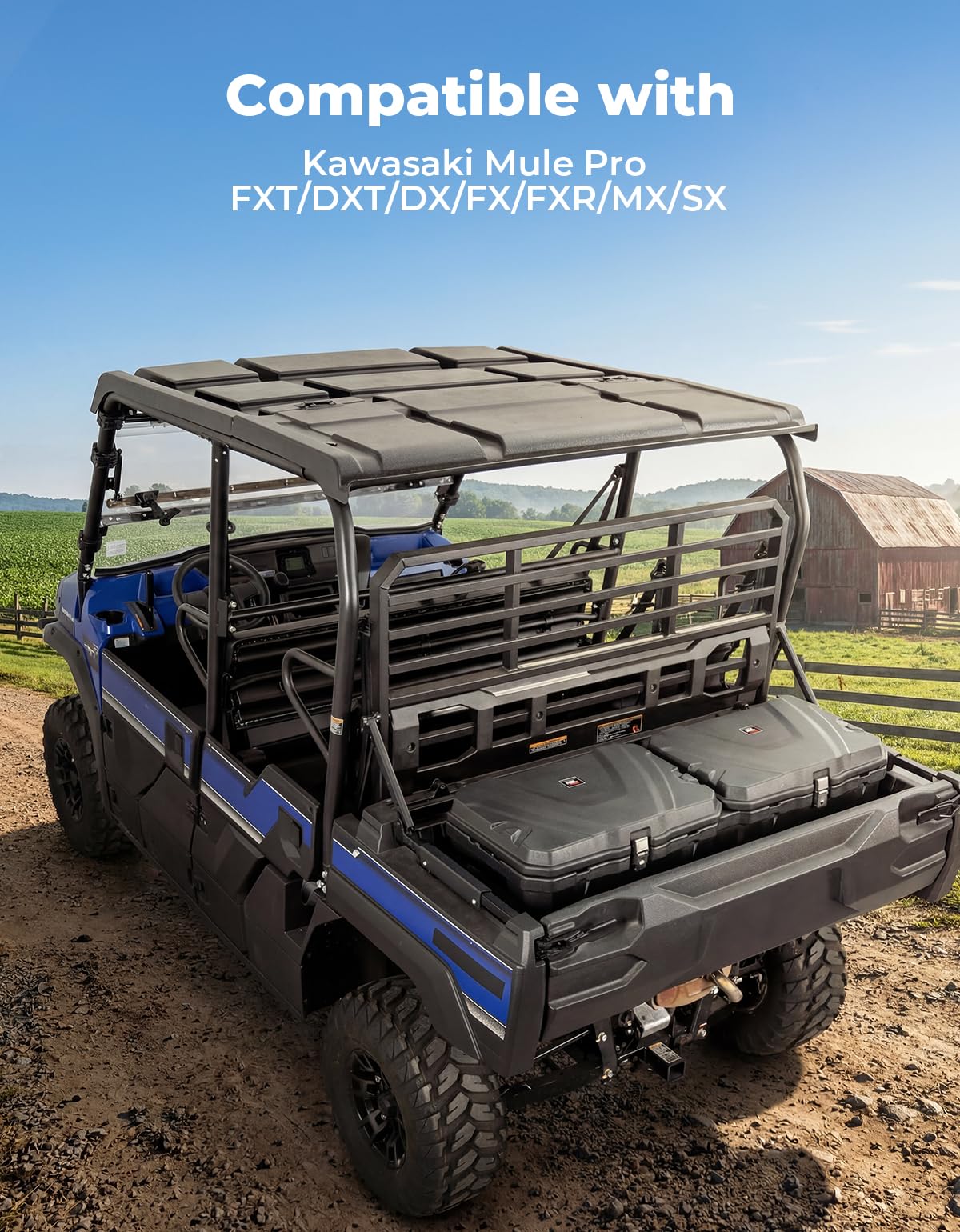 KEMIMOTO UTV Bed Storage Box 110L Compatible with Kawasaki Mule Pro FXR FXT FX DXT DX MX SX 4000, Waterproof Cargo Tool Box UTV Accessories