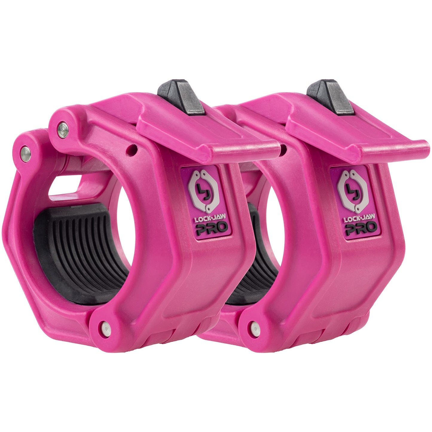 Lock-Jaw PRO 2 Barbell Collars Olympic Barbell Clamps 2 Pcs – Heavy Duty Bar Clamps for 2” & 50mm Olympic Bars – Secure Weight Bar Clamps for Strength Training & Home Gym Accessories – Pink