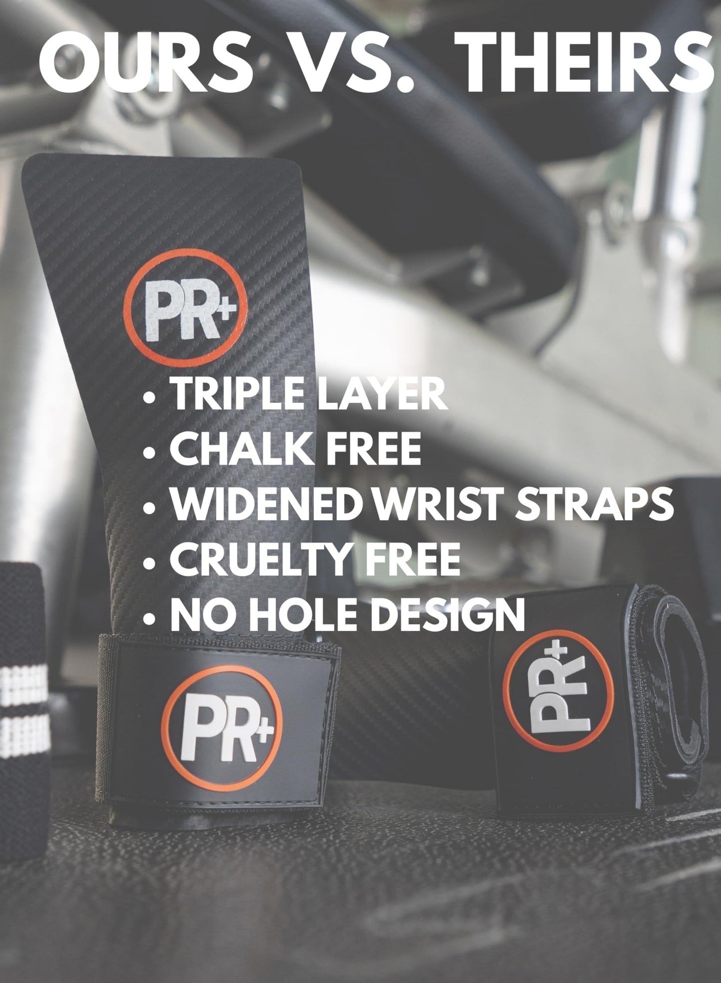 PR+ Triple Layer Chalk Free No Hole Gymnastics Grips + 18" Lifting Wrist Wraps Set – Hand otection & Wrist Support for Crossfit, Cross Training, Weightlifting, WOD (Medium)