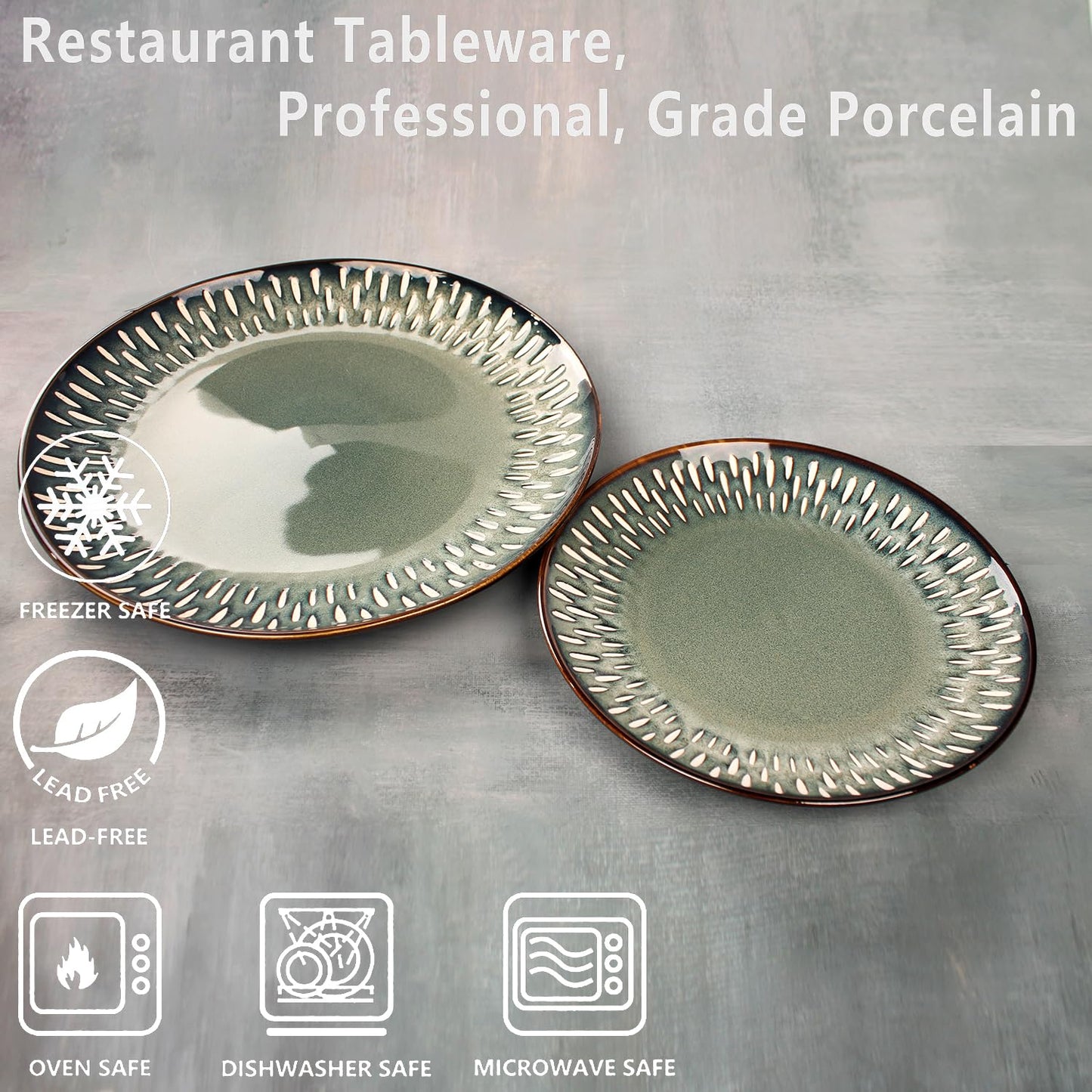 jinsongdafa 10.6-Inch Porcelain Plates Set, for Appetizer, Dinner Plates, Salad, Dessert, Snacks, Serving Plate Set of 4, Microwave and Dishwasher Safe, apply Home, Restaurant