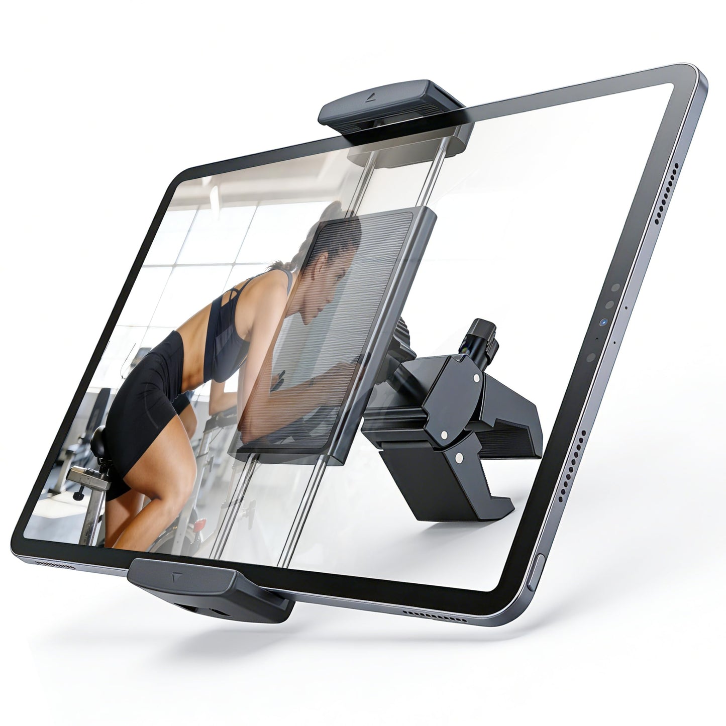 VasSmtCPH Spin Bike Tablet Holder Super Crab Handlebar Climp Mount for Gym,Treadmill,Stroller,Handlebar,Shopping Cart,Golf Cart Compitable with 4.7~12.9" iPad Switch iPhone e-Reader