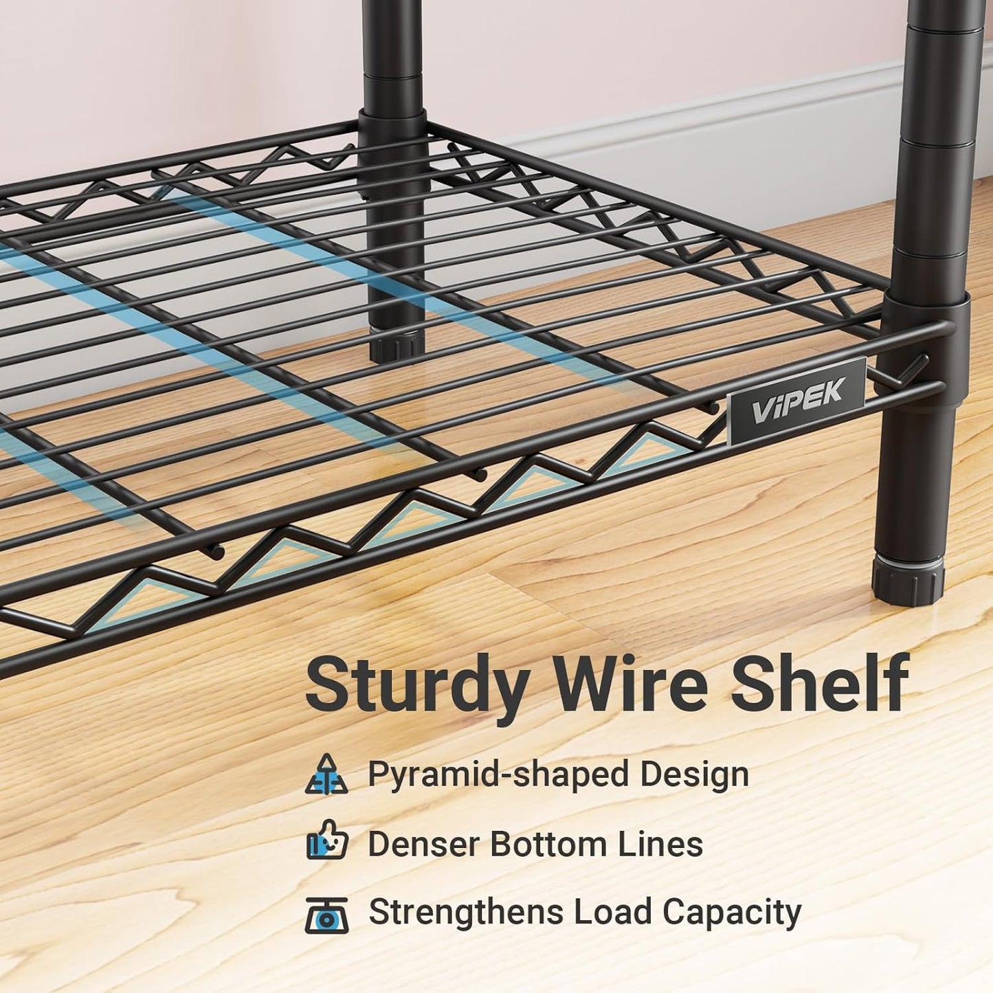 VIPEK R2 Plus Heavy Duty Garment Rack - Adjustable 3-Tier Wire Shelving with Double Rods & Hooks | Black
